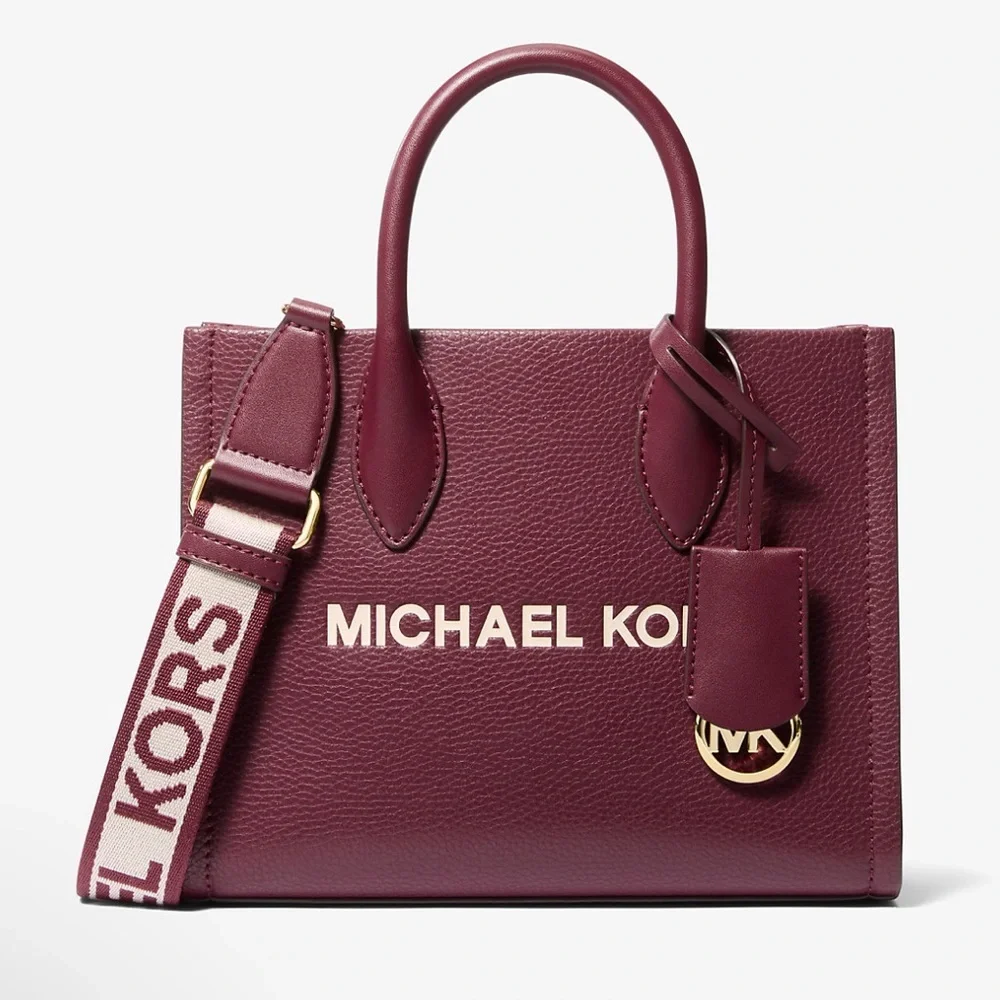 Michael Kors Mirella Small Pebbled Leather Crossbody Bag Oxblood  NWT